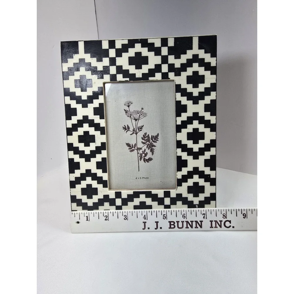 Black White Geometric Photo Frame 4x6 Aztec Tribal Southwestern Boho Decor
